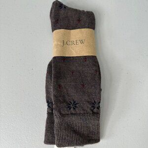 J Crew Socks Mens 100% Wool One Size Made in USA Brown Print